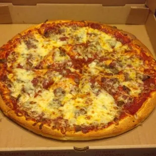 One 15 inch (large) pepperoni and sausage pizza.