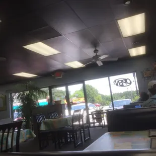 Booths along window wall