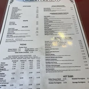 Partial menu