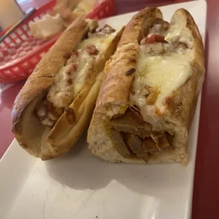 Italian sausage sub could've used mushroom and grilled onion with more marinara. But it was warm and toasty and taste great.