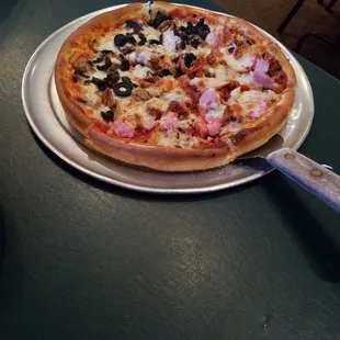a pizza on a plate