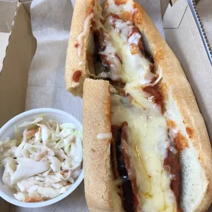 Eggplant Parm Sub w/ coleslaw