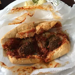 There were 2 small meatballs in the meatball sub. Extremely disappointing.