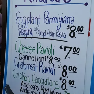 Andrea's menu