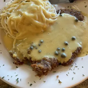 Beef Scaloppini Piccata Filet Mignon with a side of pasta