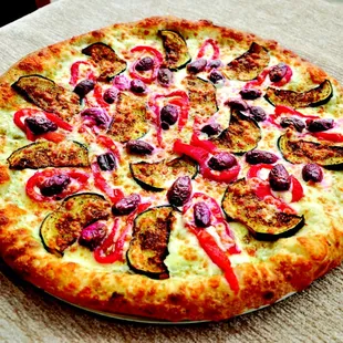 Roasted Eggplant Pizza - Veggie or Vegan Option Available