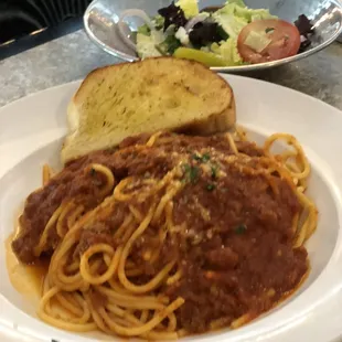 Spaghetti Meat Sauce  Antipasto salad (This is just 1/3 of the salad)