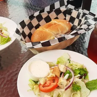 two plates of food on a table