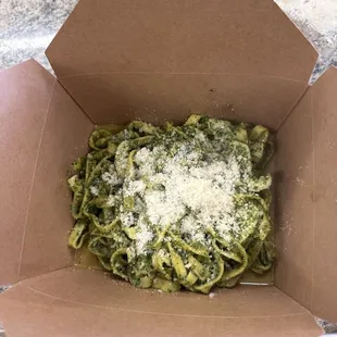 Fettucine and pesto