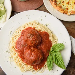 Spaghetti &amp; Homemade Meatballs ! One of our best selling entrees, served with Salad &amp; Garlic pie