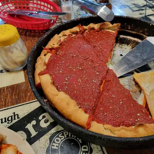 a deep dish pizza