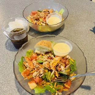 Buffalo chicken salad split in two...