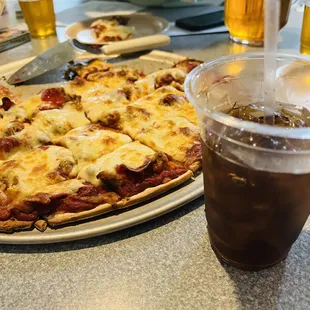 Pizza and drinks