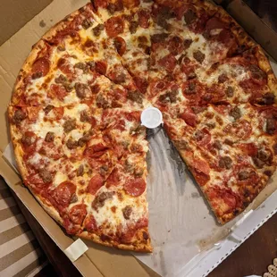 a slice missing from the pizza