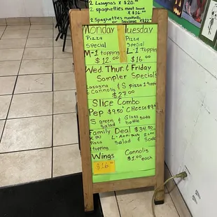 Weekly specials and daily too