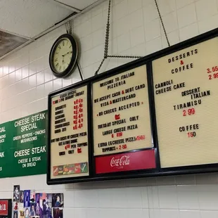 A menu board of Italian classics