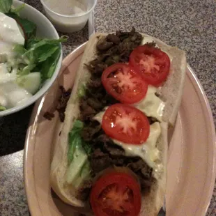 Super special cheesesteak &amp; side salad