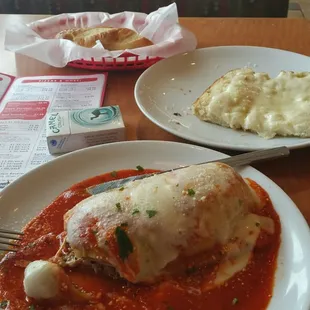 The Lasagna + chess garlic bread (side). The lasagna was terrific.