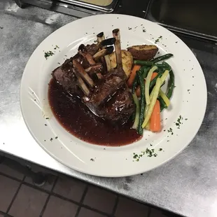 Rack of Lamb w/ raspberry cognac sauce
