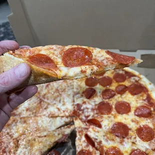 Crust is very thin and light but crispy and crunchy
