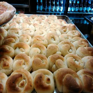 Fresh batch of garlic knots.