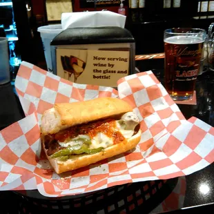 Great tasting hot sausage hoagie.