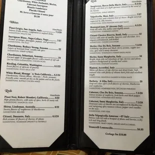 Wine list  @ Italian Village