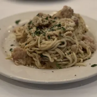 Spaghetti Carbonara. Honestly it didn&apos;t have a lot of flavor. If I am going to bust my diet I really want something good.