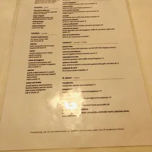 menu