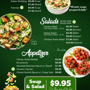 Appetizer, Soup And Salad