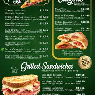 Pizza, Calzone and Grilled Sandwiches