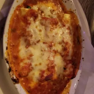 Cannelloni with marinara and mozzarella cheese. $12.99