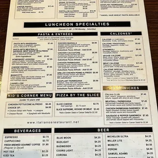 Menu 1 updated as of October 2023