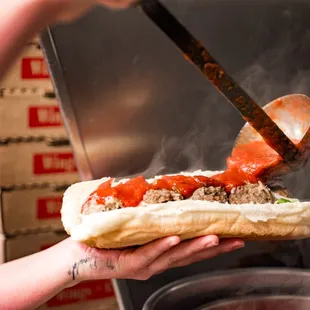 a hot dog being cooked