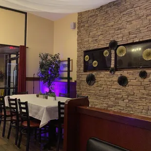 Inside the restaurant dining room.