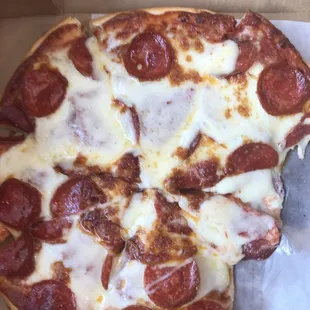 Large, delicious pepperoni pizza!