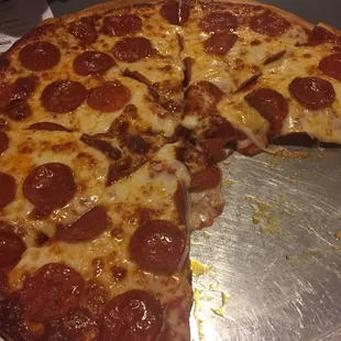 Monday and Tuesday they have a large pizza for 8 bucks!