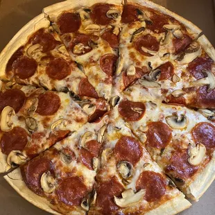 Large pepperoni and mushroom