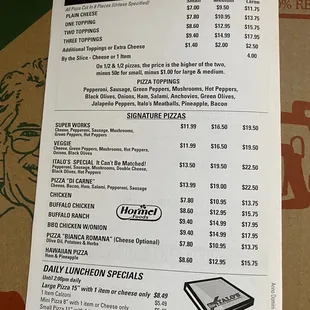 Menu (page 3) as of 16 May 2021
