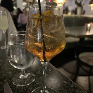 Peach aperol spritz