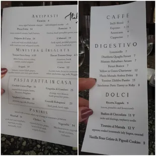 Lunch menu (weekends)