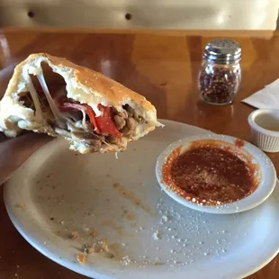 Stromboli. (I added garlic and Parmesan to my marinara sauce)