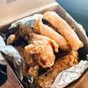 Regular Half Order of Chicken with Fried Cheese and Pickled Radish on the Side