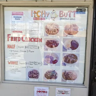 a menu for fried chicken