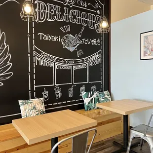 a chalkboard wall in a restaurant