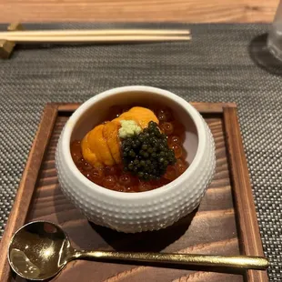 Ikura and caviar over rice