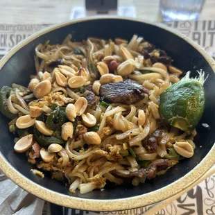 Pad Thai with steak. They didn&apos;t skimp on the steak.