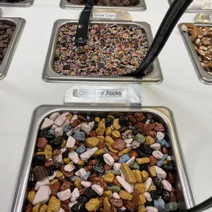 a variety of desserts on display