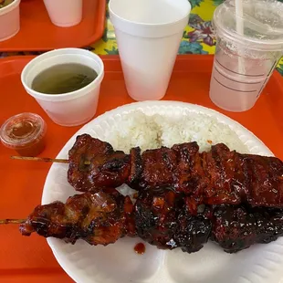  plate of food on a tray