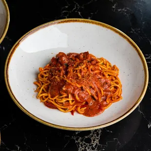 Spaghetti, Smoked Octopus, Red Onion, Chile